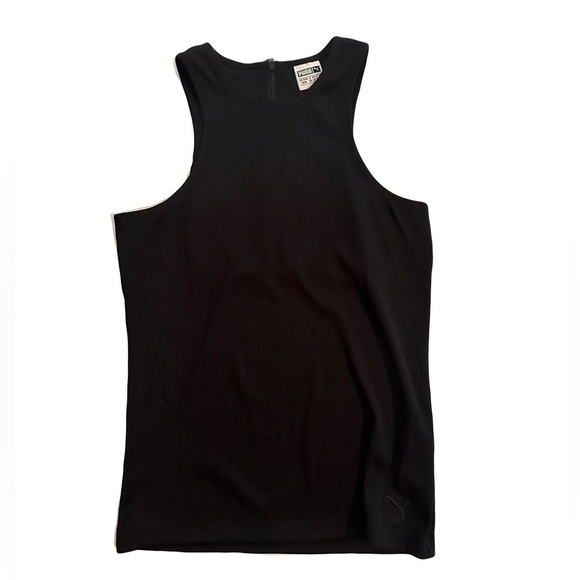 Puma Women’s Story Tank Ribbed Fitted Zip Racerback Like New Size Med Black - Picture 4 of 6